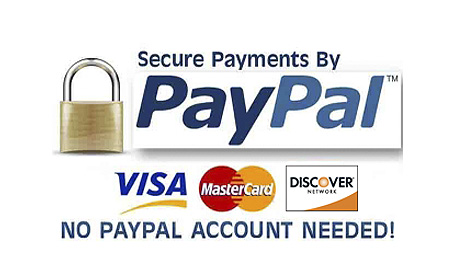 We accept Paypal and major credit cards